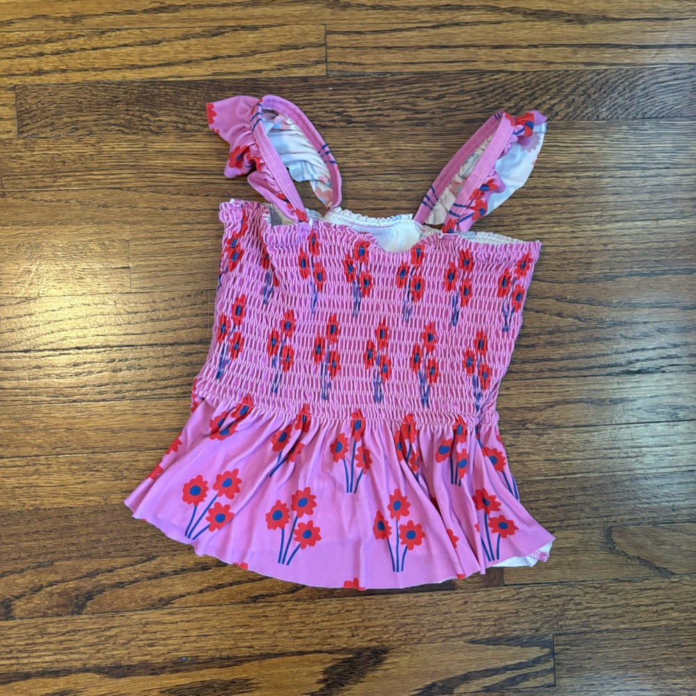 Hanna Andersson Floral Smocked Ruffle Swim Top